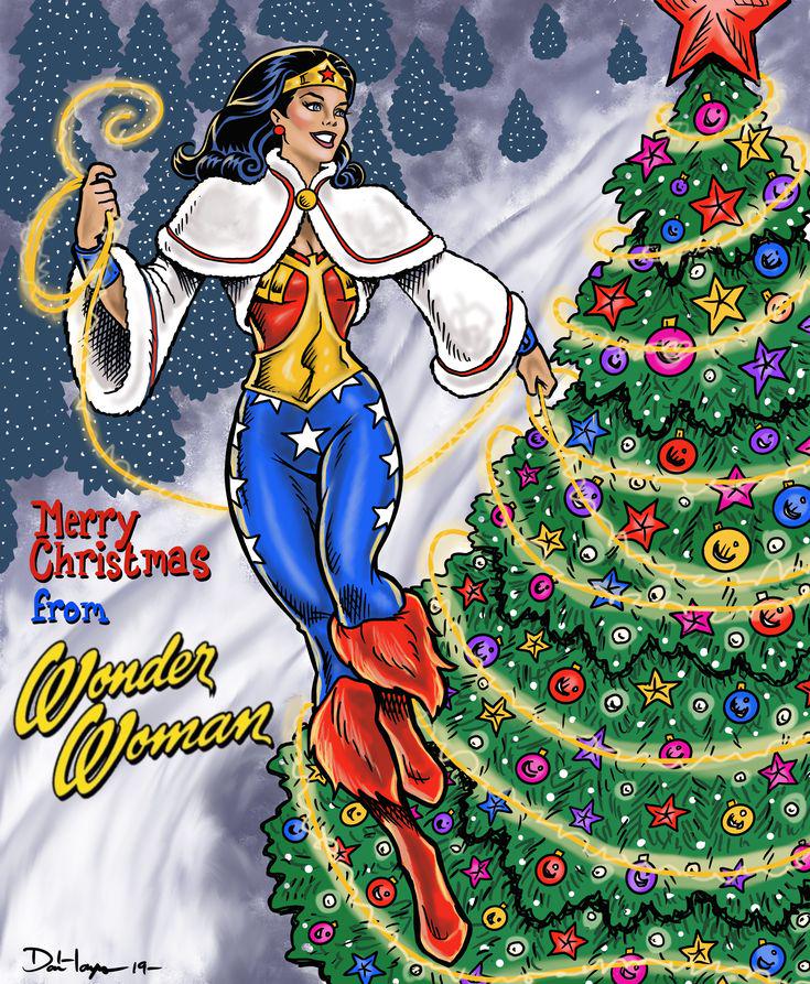Wonder Woman Christmas illustration